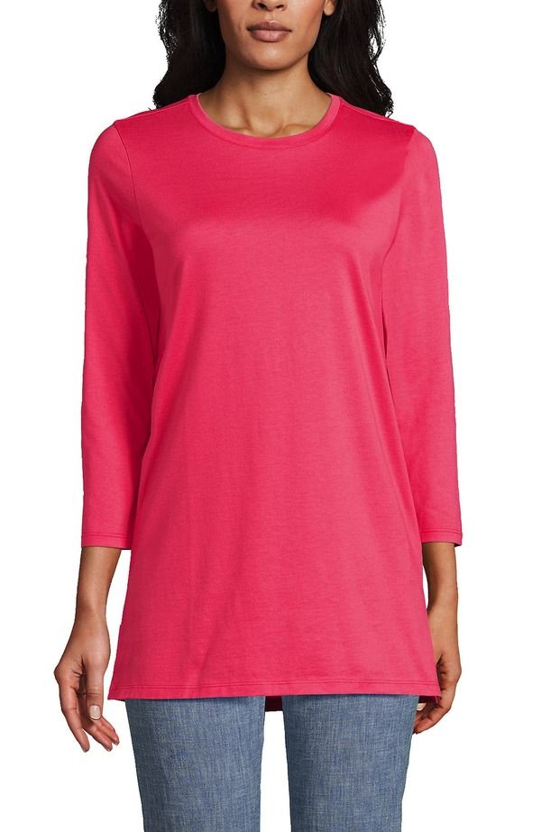 ランズエンド レディース トップス シャツ コットン Lands End 34 Sleeve Cotton Supima Tunic Rouge Pink ピンク