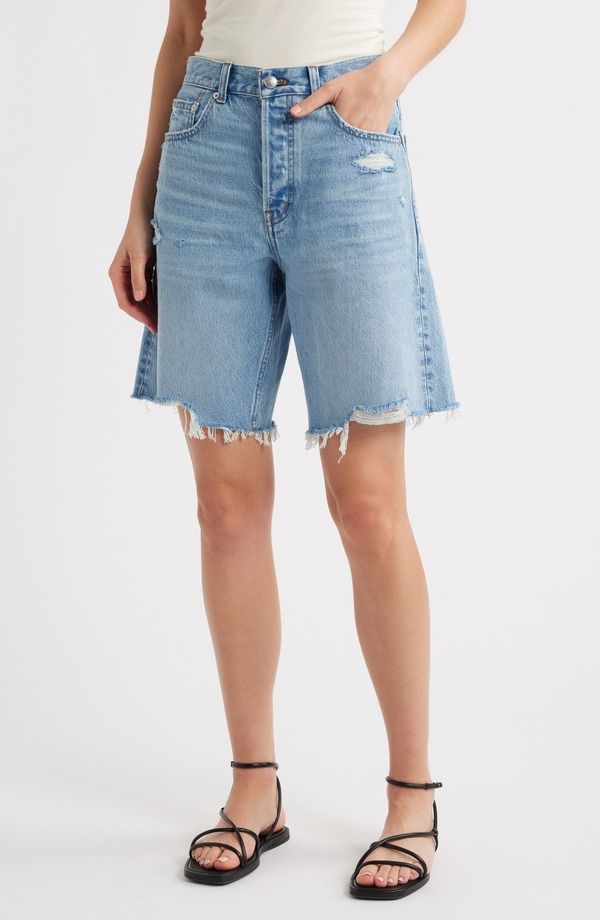 メイドウェル レディース ボトムス デニムパンツ ショートパンツ Madewell Thessex Raw Hem Long Baggy Denim Shorts Londe Wash デニム