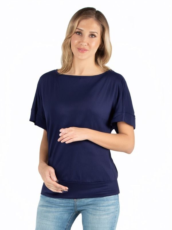 24 セブンコンフォート レディース トップス シャツ マタニティ 24seven Comfort Apparel Maternity Loose Fit Dolman Top with Wide Sleeves Navy ネイビー