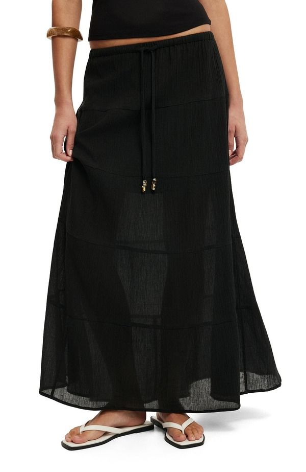 コットンオン レディース ボトムスカート ティアード マキシ Cotton Womens Haven Multiered Maxi Skirt Black Texture ブラック