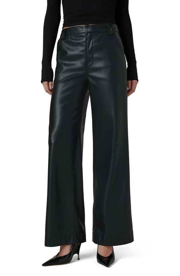 ジョーズ レディース ボトムス レギンス ワイドレッグ ハイウエスト レザー ジーンズ フェイクレザー Joes The Mia High Waist Faux Leather Wide Leg Jeans Black ブラック
