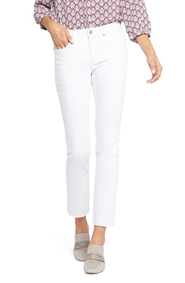 エヌワイディージェイ レディース ボトムス デニムパンツ アンクル ジーンズ NYDJ Sheri Ankle Fray Hem Slim Jeans Optic White ホワイト