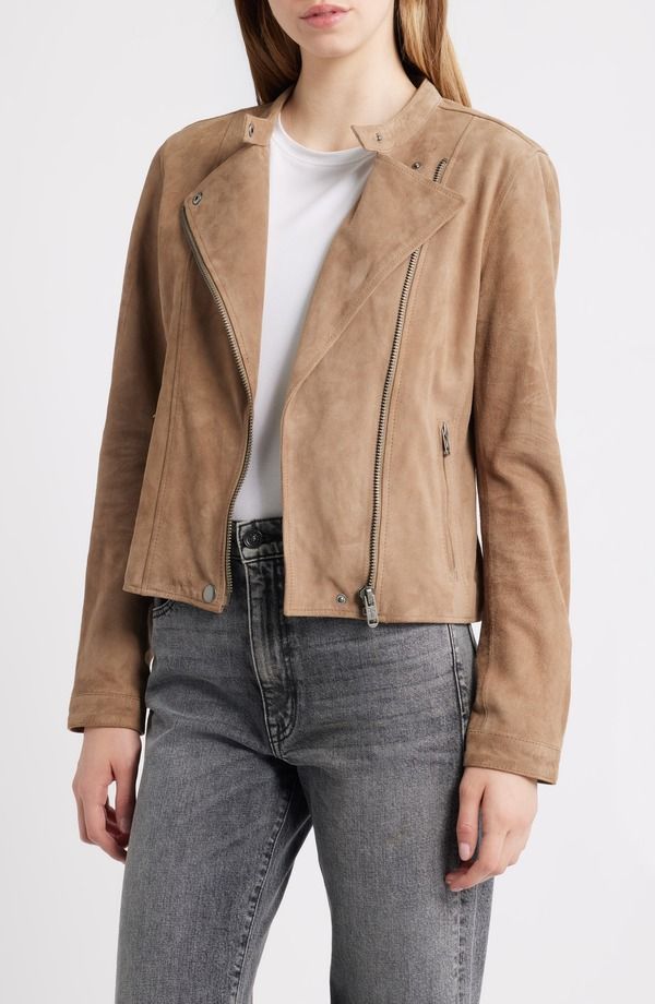 フライ レディース アウター ジャケット・ブルゾン スエード Frye Classic Biker Suede Jacketaupe トープ
