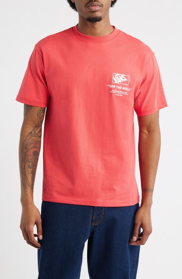 バンズ メンズ トップス Tシャツ コットン グラフィック Vanstacked HI Cotton Graphic TShirt Crimson Haze クリムゾン