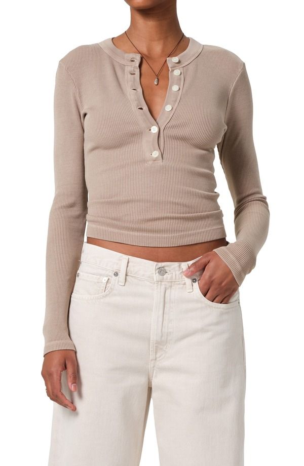 シチズンズ オブ ヒューマニティ レディース トップス シャツ Citizens of Humanity Varra Rib Henley Sand Atlas Medium Brown ブラウン