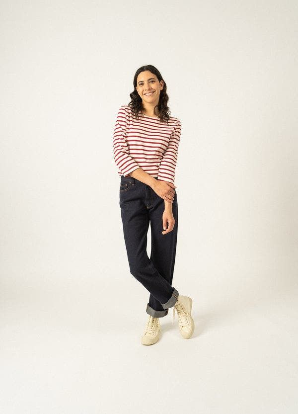 セイントジェームス レディース トップス シャツ Saint James GALATHEE II Sleeve Breton Striped Top EcruMaroon エクリュ