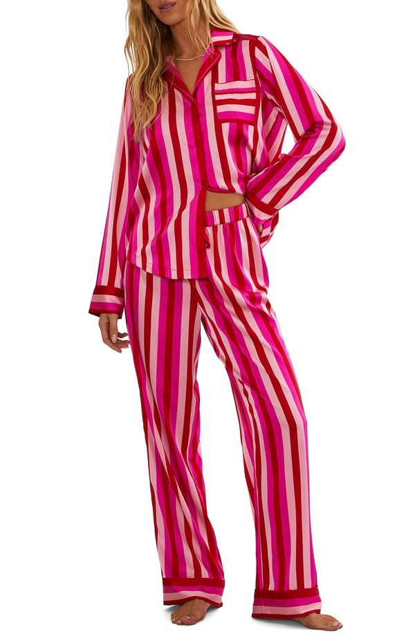 ビーチライオット レディース アンダーウェア ナイトウェア Beach Riot Livy Connie Pajamas Pink Red レッド
