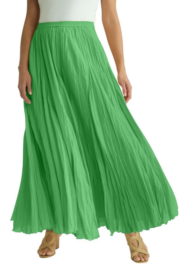 ジェシカロンドン レディース ボトムスカート マキシ Jessica London Flowing Crinkled Maxi Skirt Grass
