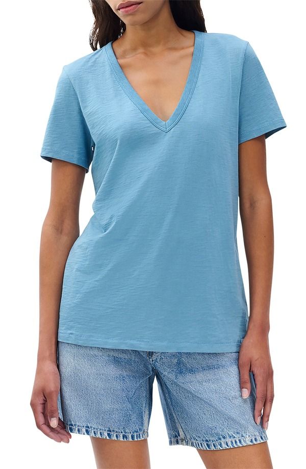 ラグアンドボーン レディース トップス Tシャツ Vネック rag bone The Slub VNeck TShirt Fog Blue ブルー