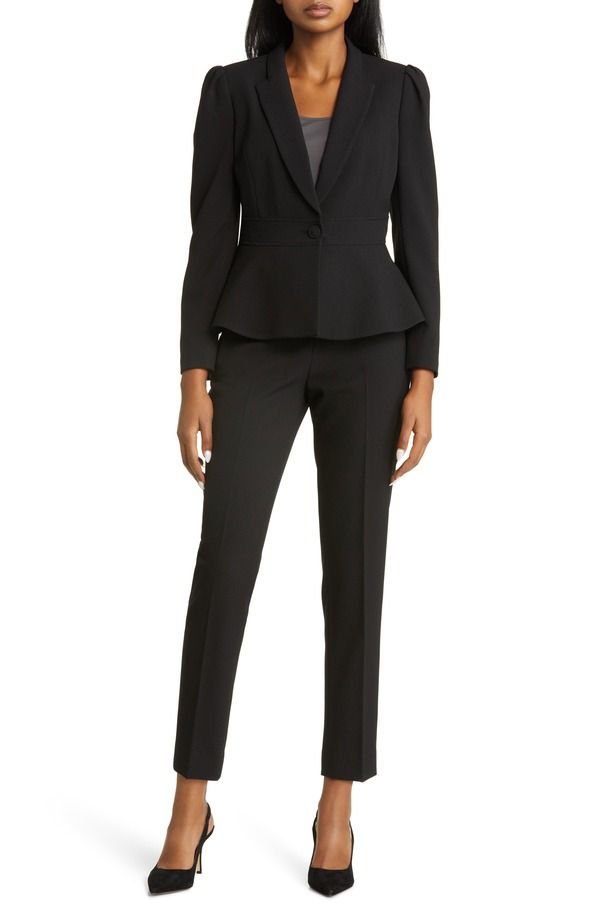 タハリエーエスエル レディース トップス ワンピース パンツ ブレザー Tahari ASL Peplum Blazer Tapered Pantset Black ブラック