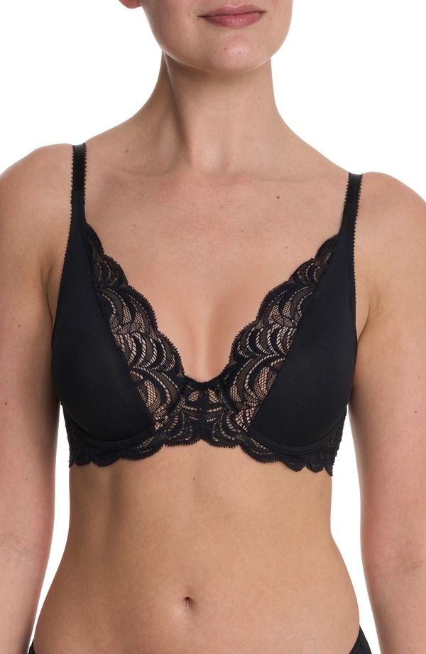 ナトリ レディース トップス Tシャツ レース Natori Persuasion Lace Convertible Plunge TShirt Bra Black ブラック