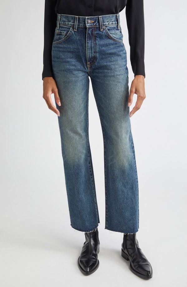 ニリロータン レディース ボトムス デニムパンツ ストレート ジーンズ Nili Lotan Calla Straight Leg Raw Hem Jeansimon Wash