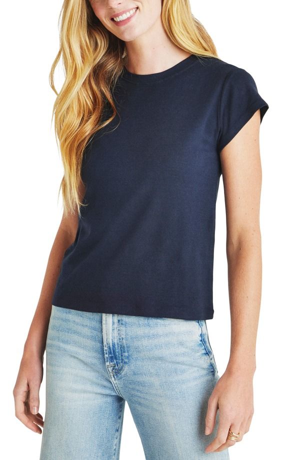 スプレンディット レディース トップス Tシャツ クルーネック Splendid Faye Crewneck Tee Navy ネイビー