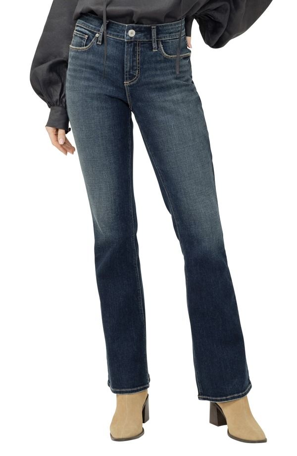 シルバー ジーンズ レディース シューズ ブーツ・レインブーツカット Silver Jeans Co Elyse Curvy Mid Rise Slim Bootcut Jeans Harlow