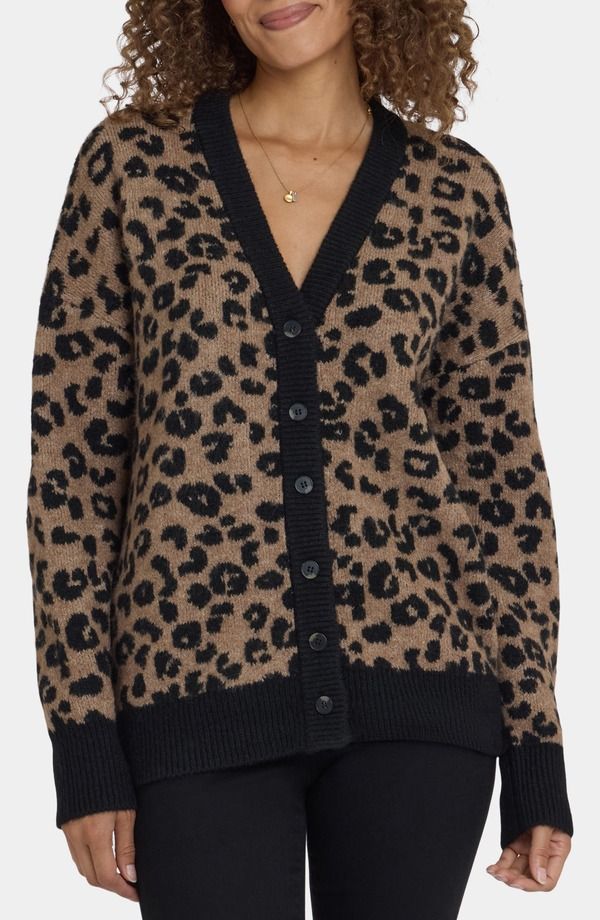 エヌワイディージェイ レディース アウター パーカー・スウェット Vネック カーディガン NYDJ Cheetah VNeck Cardigan Black Combo ブラック