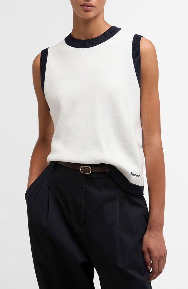 バブアー レディース トップス シャツ コントラスト Barbour Salthill Contrastrim Tank Cloud Navy ネイビー