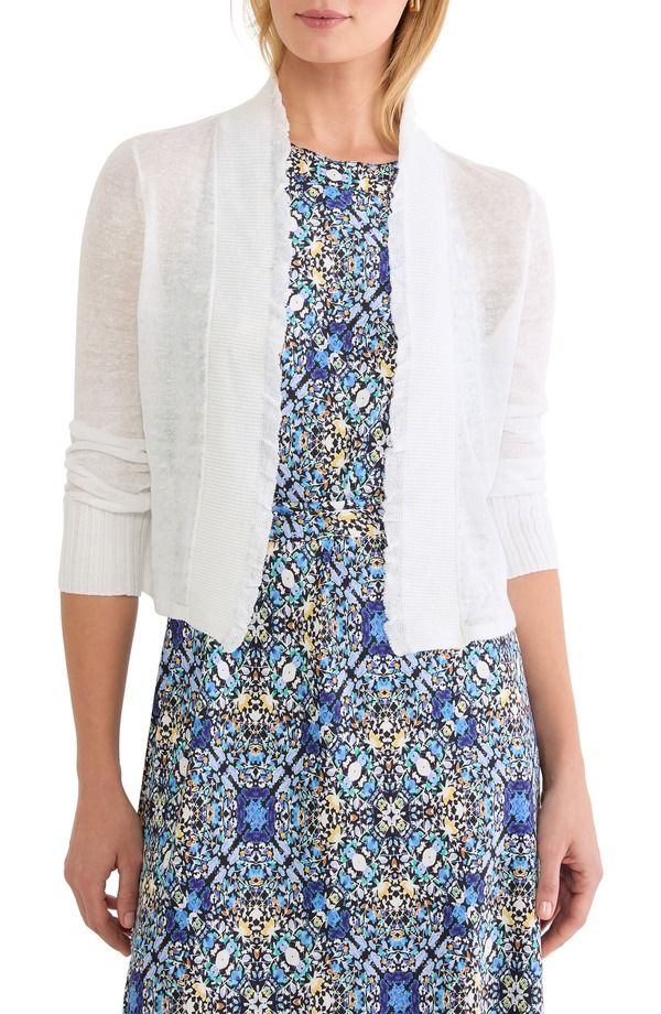 ニックプラスゾーイ レディース アウター パーカー・スウェット フリル カーディガン リネン NICZOE Ruffle Featherweight Linen Blend Cardigan Paper White ホワイト