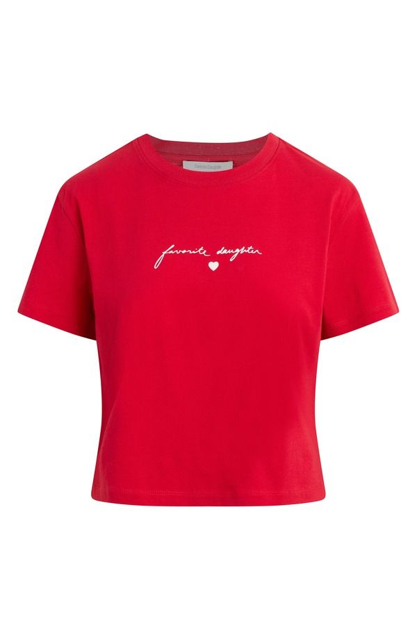 フェイバリット ドーター レディース トップス Tシャツ クロップド Favorite Daughter The Cropped Signature TShirt Rouge Red レッド