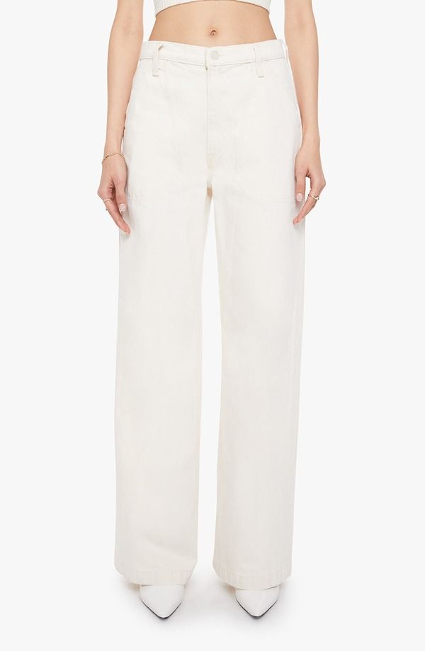 マザー レディース ボトムス デニムパンツ ワイドレッグ ジーンズ MOTHER The Chisel Sneak Wide Leg Jeans Natural Selection Ivory アイボリー