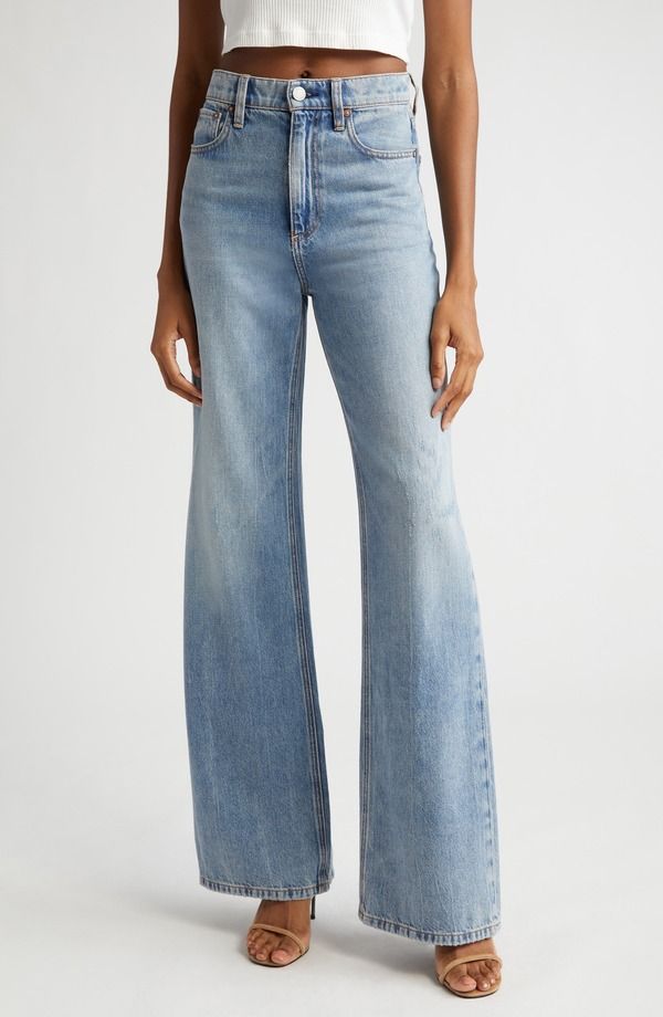 アリス アンド オリビア レディース ボトムス デニムパンツ ワイドレッグ ジーンズ Alice Olivia Weezy Wide Leg Jeansadie Lt Vintage Blue ブルー