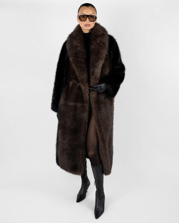 ウィ ウォー ワット レディース アウター ジャケット・ブルゾン WeWoreWhat Faux Fur Belted Jacket BlackDrk Brown ブラック