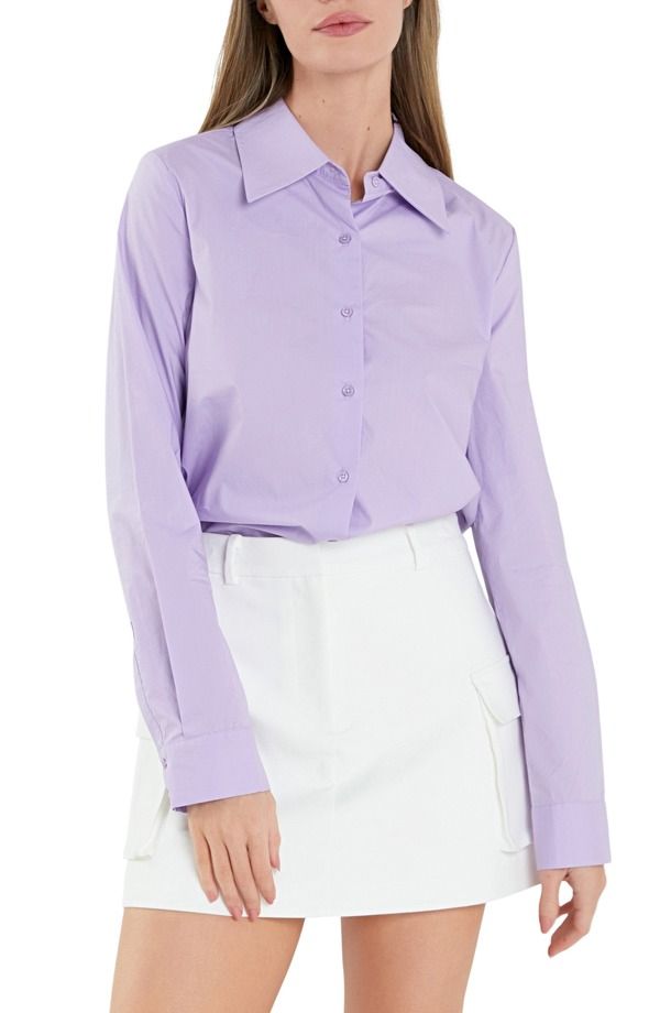 イングリッシュファクトリー レディース トップス シャツ English Factory Accent Collar Poplin Shirt Lavender ラベンダー
