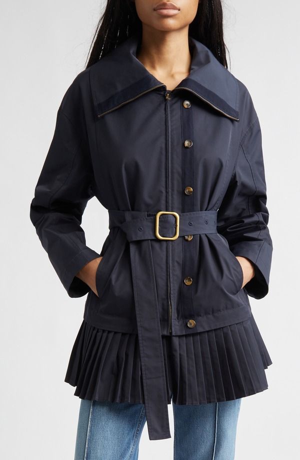 ウラ・ジョンソン レディース アウター ジャケット・ブルゾン プリーツ Ulla Johnson Lison Belted Jacket with Pleated Hemidnight