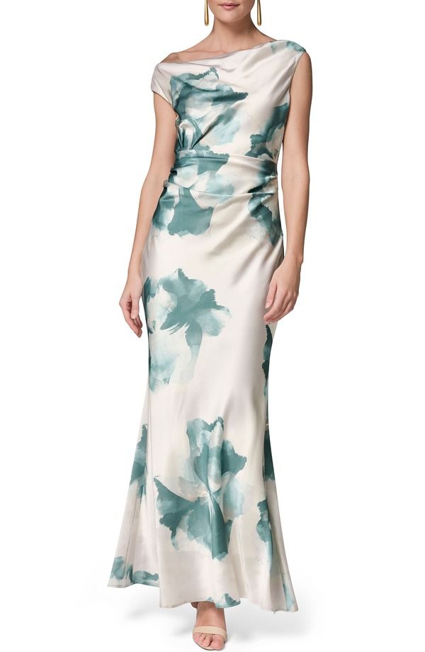 ダナ キャラン ニューヨーク レディース トップス ワンピース プリント ワンショルダー Donna Karanew York Water Lily Print OneShoulder Gown Watrlily