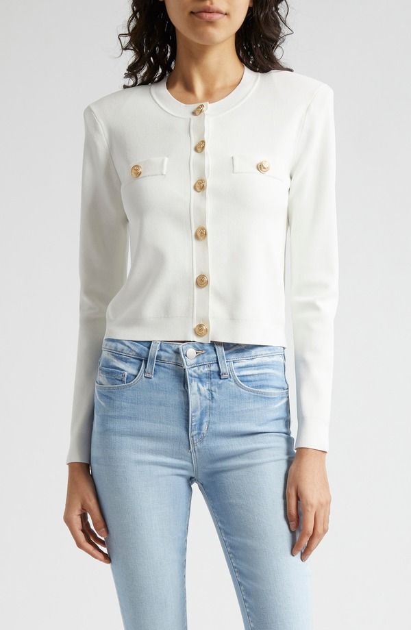 ラジャンス レディース アウター パーカー・スウェット クルーネック カーディガン LAGENCE Toulouse Crewneck Cardigan Ivory アイボリー