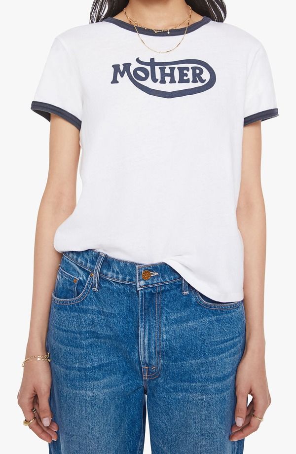 マザー レディース トップス Tシャツ MOTHER The Lil Goodie Ringer TShirt Mother Moto