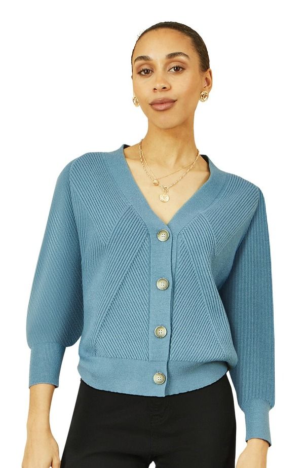 ユミキム レディース アウター パーカー・スウェット カーディガン ニット Yumi Knitted Stitch Detail Cardigan Blue ブルー