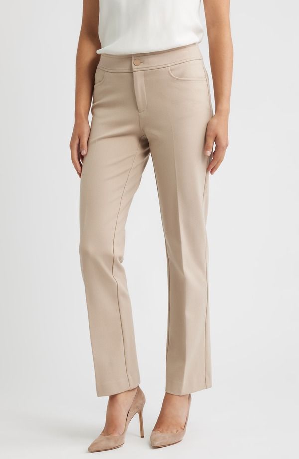 アンクライン レディース ボトムス レギンス フレア パンツ Anne Klein Compression Flare Leg Ponte Pants Latte
