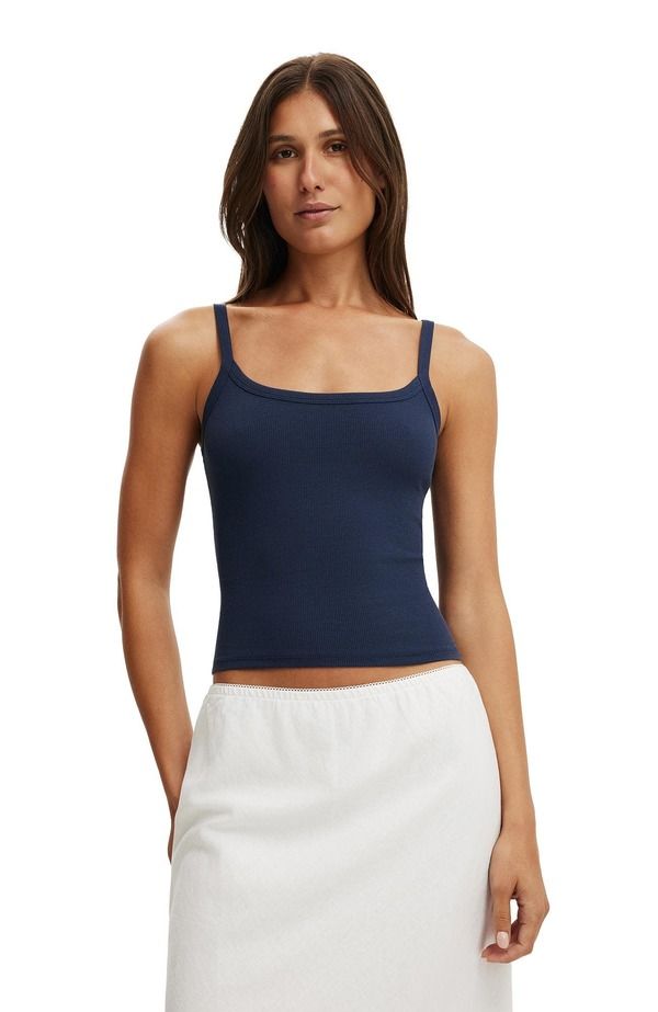 コットンオン レディース トップス シャツ Cotton Womens Goldie Rib Scoop Cami Shadow Navy ネイビー