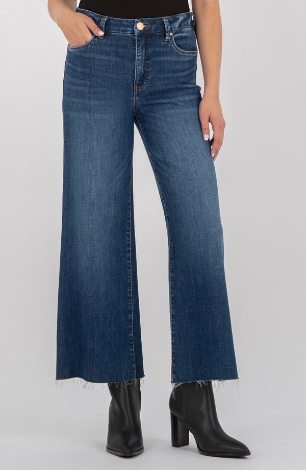 カットフロムザクロス レディース ボトムス デニムパンツ ワイドレッグ ハイウエスト ジーンズ KUT from the Kloth Meg High Waist Raw Hem Wide Leg Jeans Inexhaustible