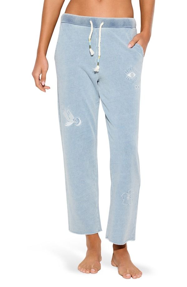 スピリチュアルギャングスタ レディース ボトムス カジュアルパンツ スウェットパンツ アンクル Spiritual Gangster Icon Pacific Ankle Sweatpants Bleachedenim デニム