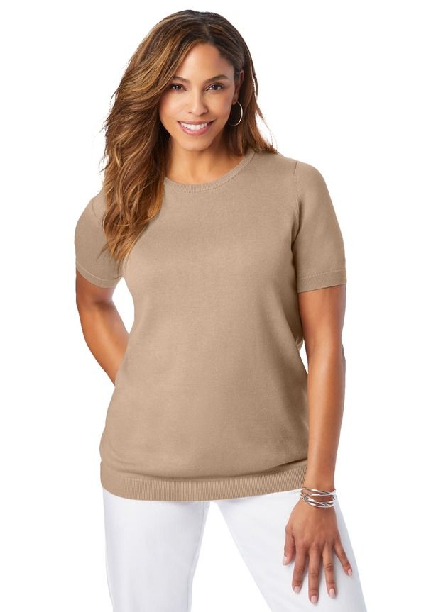 ジェシカロンドン レディース アウター パーカー・スウェット クルーネック Jessica London Fine Gauge Crewneck Shell New Khaki カーキ
