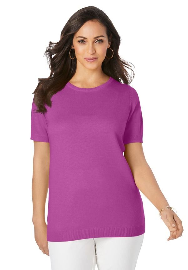 ジェシカロンドン レディース アウター パーカー・スウェット クルーネック Jessica London Fine Gauge Crewneck Shell Deep Orchid