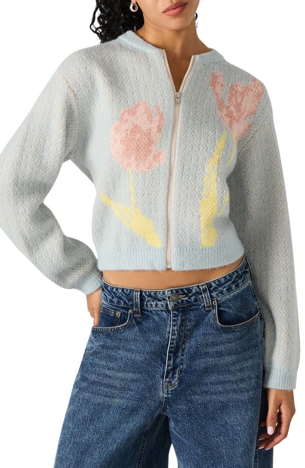 スティーブ マデン レディース アウター パーカー・スウェット セーター ジャケット Steve Madden Jena Crop Sweater Jacket Grey Multi グレー