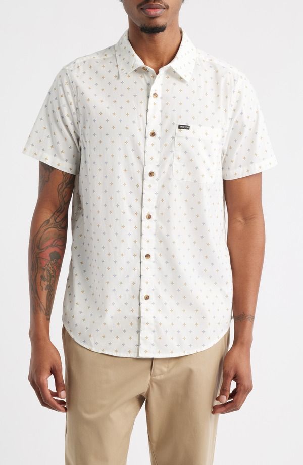 ブリクストン メンズ トップス シャツ プリント Brixton Charter Print Short Sleeve ButtonUp Shirt Off White Multi Diamond Tile オフホワイト