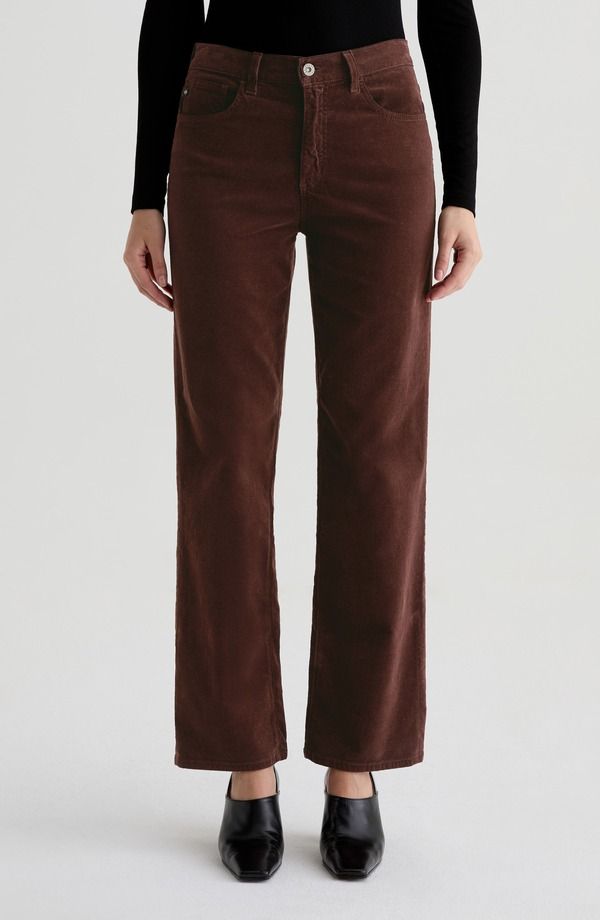 エージー レディース ボトムス デニムパンツ ストレート コーデュロイ AG Brinley Mid Rise Straight Leg Corduroy Pants Coffee Bean コーヒー