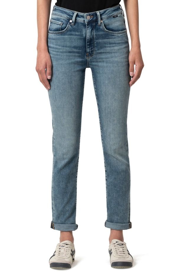 マーヴィ ジーンズ レディース ボトムス デニムパンツ Mavi Jeans Kathleen Mid Waist Cuffed Slim Boyfriend Jeans Light Used Feather Blue ブルー