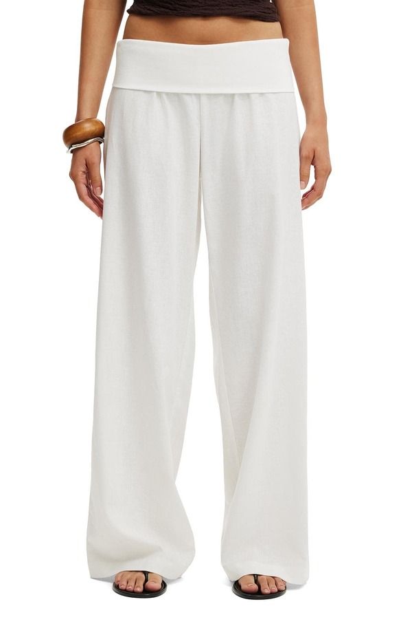 コットンオン レディース ボトムス レギンス Cotton Womens Haven Fold Over Pant White ホワイト