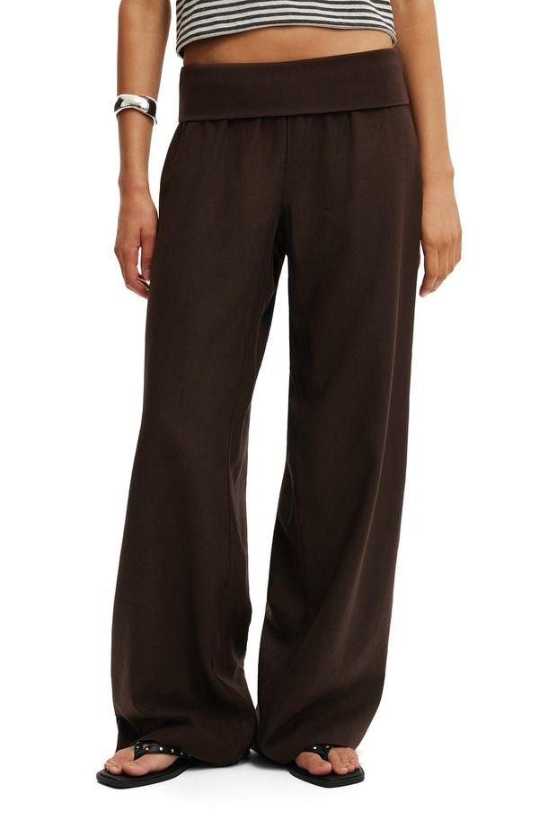 コットンオン レディース ボトムス レギンス Cotton Womens Haven Fold Over Pant Dark Oak