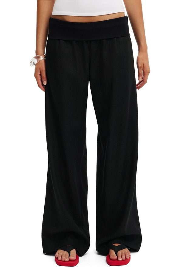 コットンオン レディース ボトムス レギンス Cotton Womens Haven Fold Over Pant Black ブラック