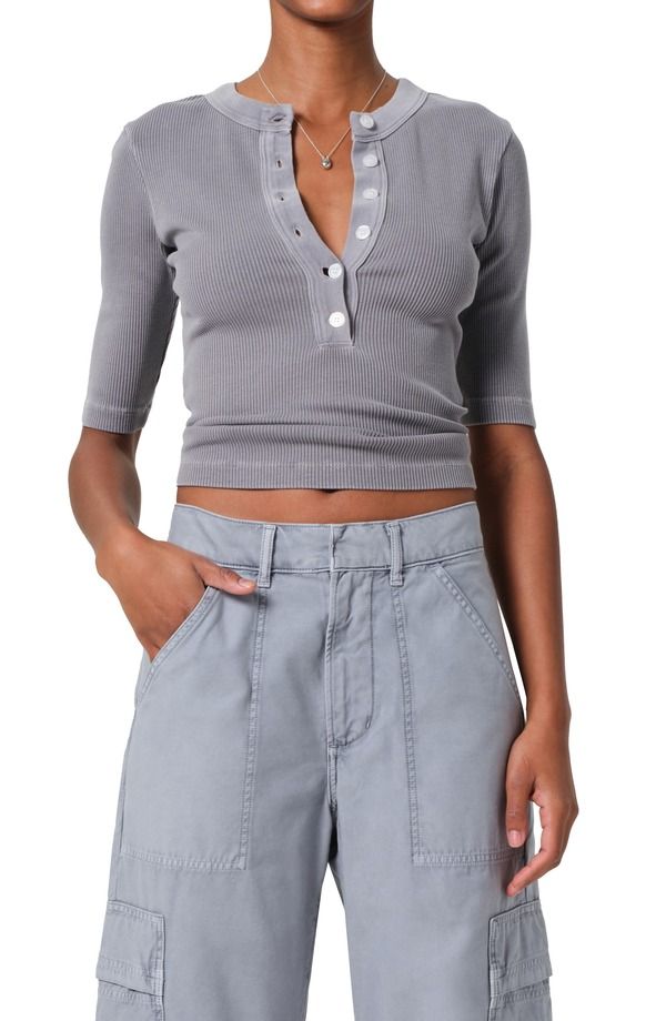 シチズンズ オブ ヒューマニティ レディース トップス シャツ Citizens of Humanity Nali Rib Henley Balboa Md Grey Mineral グレー