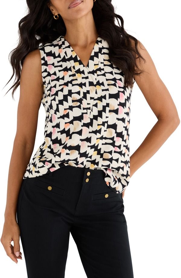 ニックプラスゾーイ レディース トップス シャツ クレープ ノースリーブ NICZOE Mod Mix Crepe Sleeveless Top Black Multi ブラック