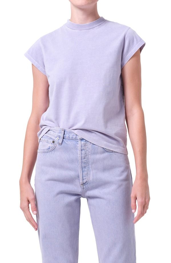 アゴルド レディース トップス Tシャツ キャップ AGOLDE Long Line Bryce Cap Sleeve TShirt Acid Lilac ライラック