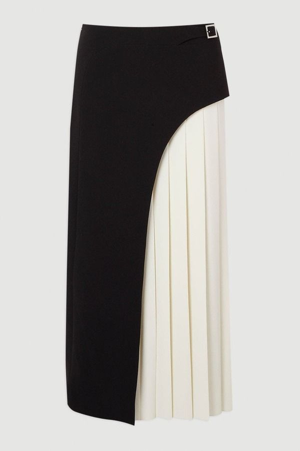 カレンミレン レディース ボトムスカート ミディ Karen Millen Tailored Buckle Detail Midi Skirt Mono｜詳細画像