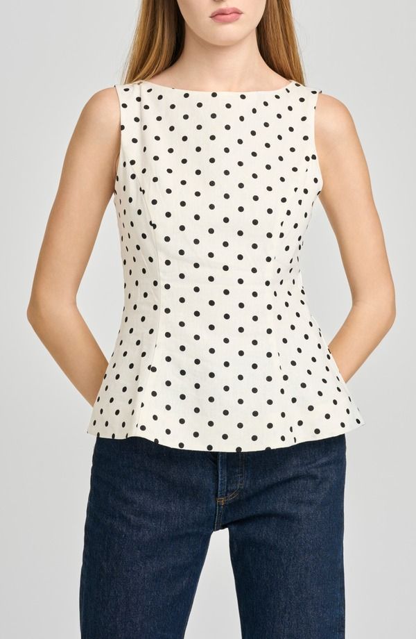 ワイフ レディース トップス シャツ ドット柄 ドット WAYF Arielle Polka Dot Boat Neck Top Ivory Polka Dot アイボリー