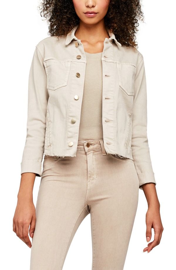 ラジャンス レディース ボトムス デニムパンツ ジャケット LAGENCE Janelle Raw Cut Slim Denim Jacket Biscuit デニム